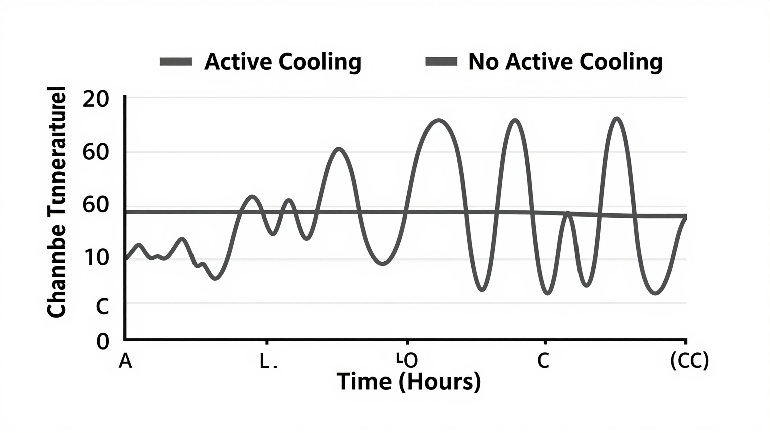 Industrial 3D printer enclosure with temperature monitoring showing thermal drift