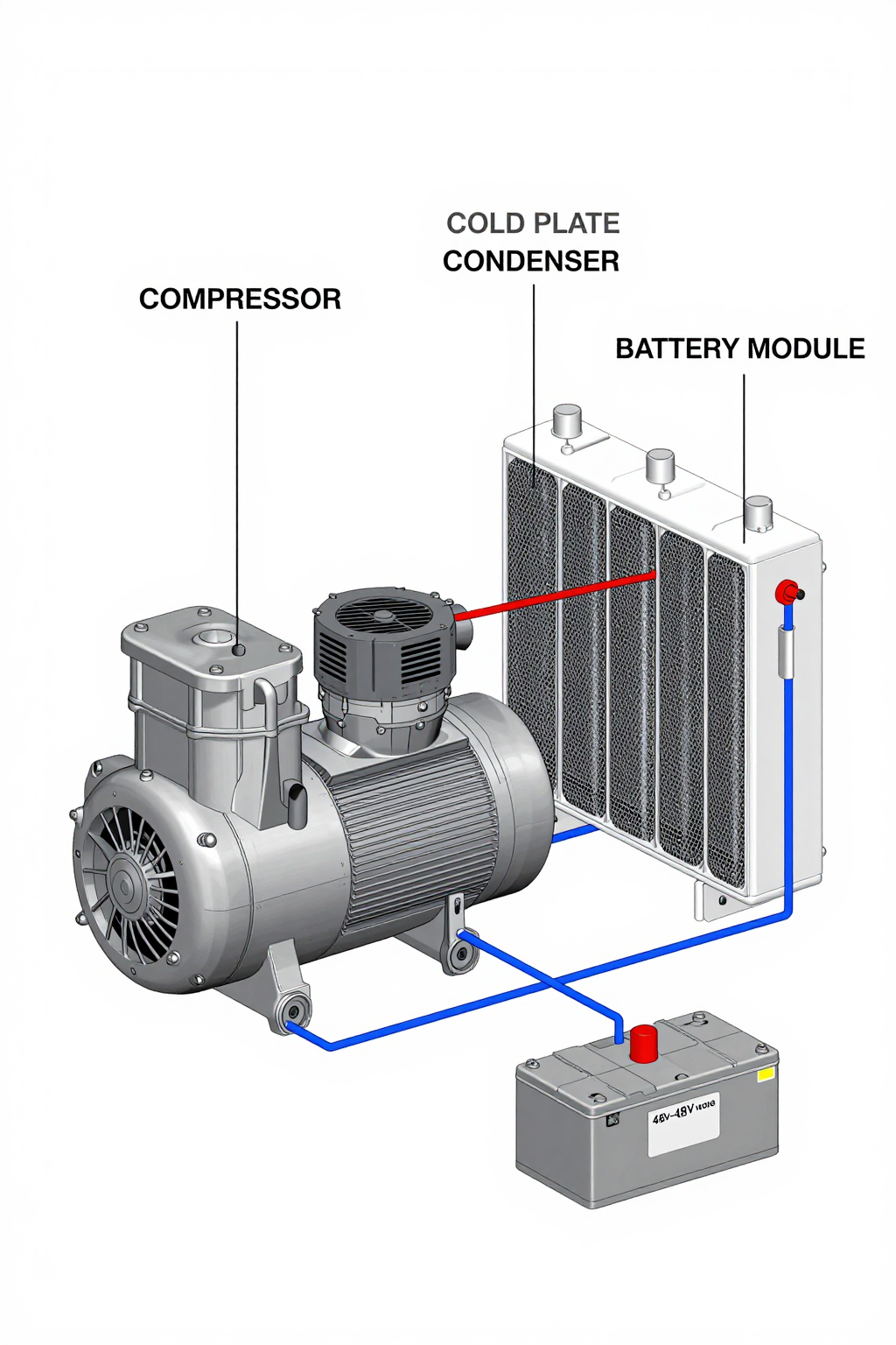 A compact miniature DC compressor unit being held in a hand to show its small scale.