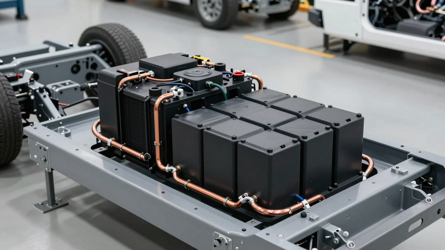 DATA: comparison table of PTC heater versus vapor-compression heat pump performance metrics for battery thermal management
