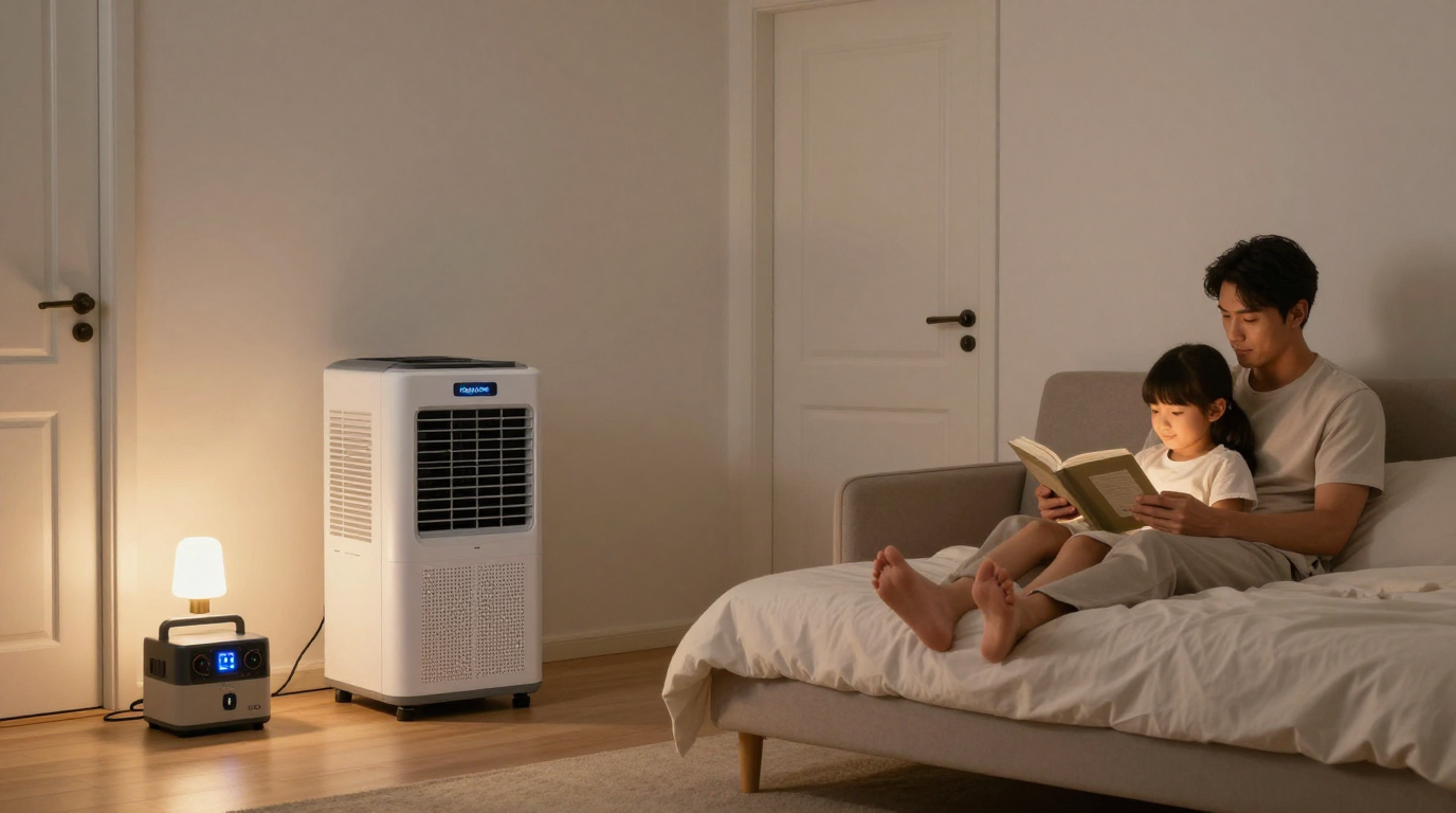 Solar panels charging battery running AC