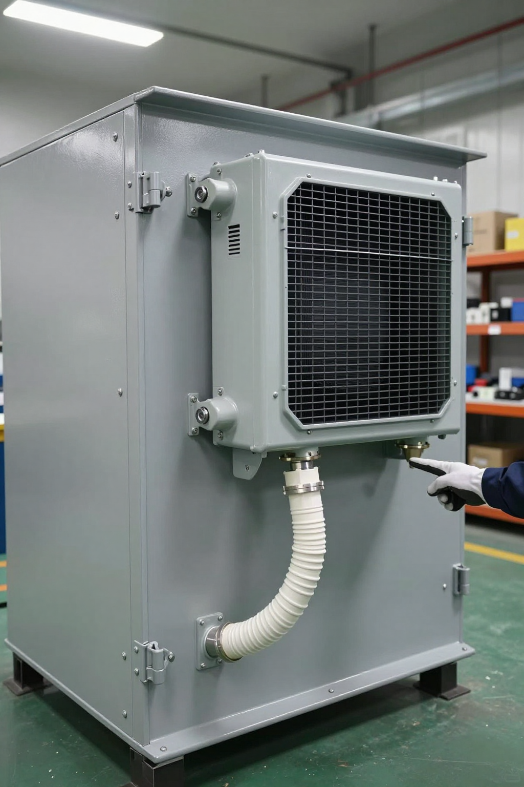 Re-evaporation tray mounted near condenser coil in sealed enclosure cooling system