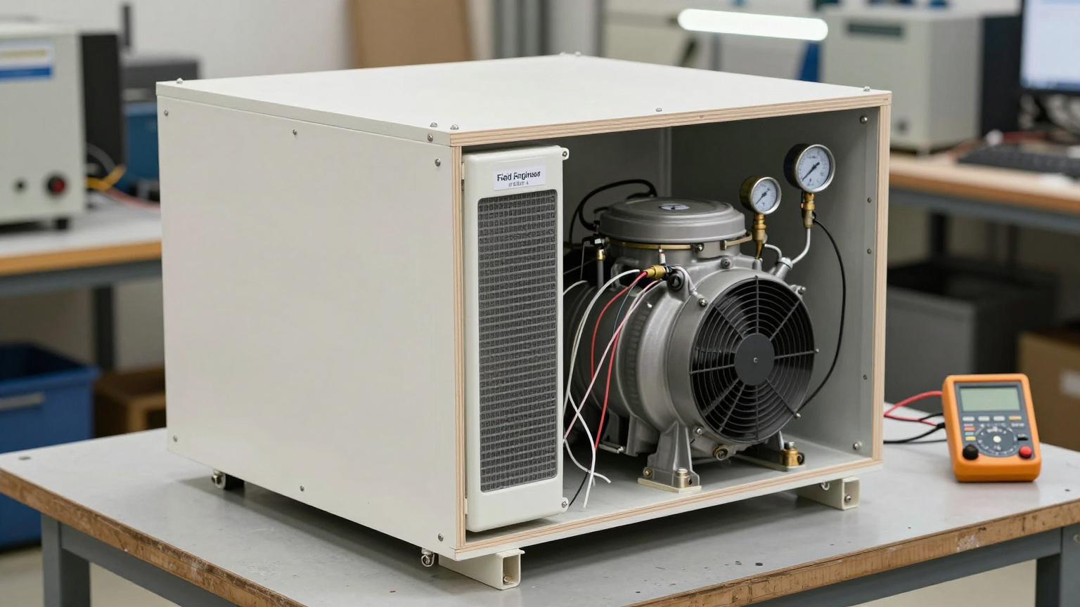 Refrigerant charge sensitivity curve showing capacity variation with charge level in miniature system