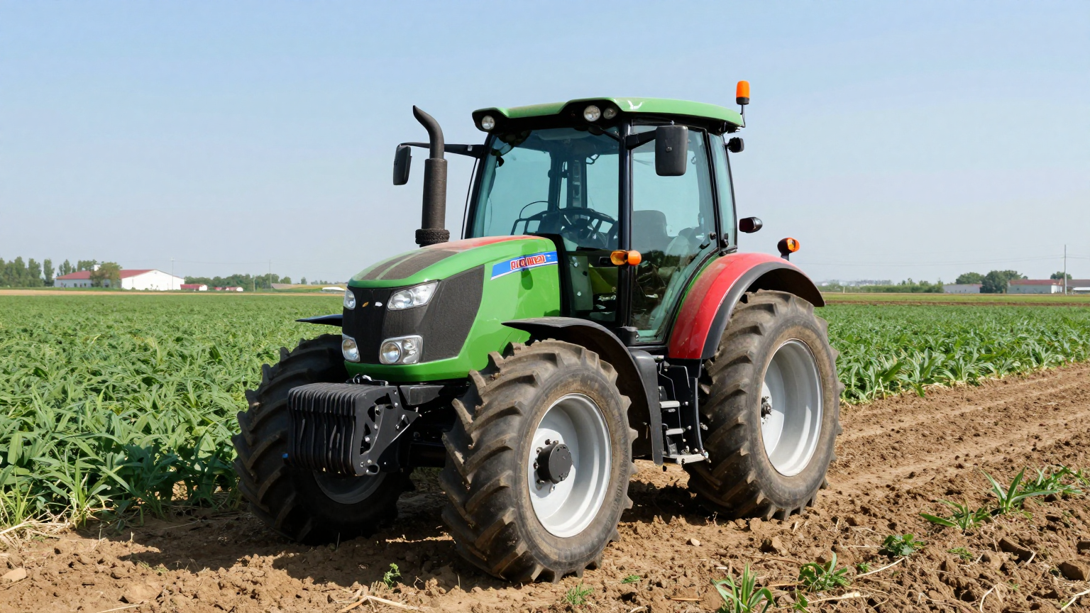 Operator in a cooled tractor cab during summer agricultural work
