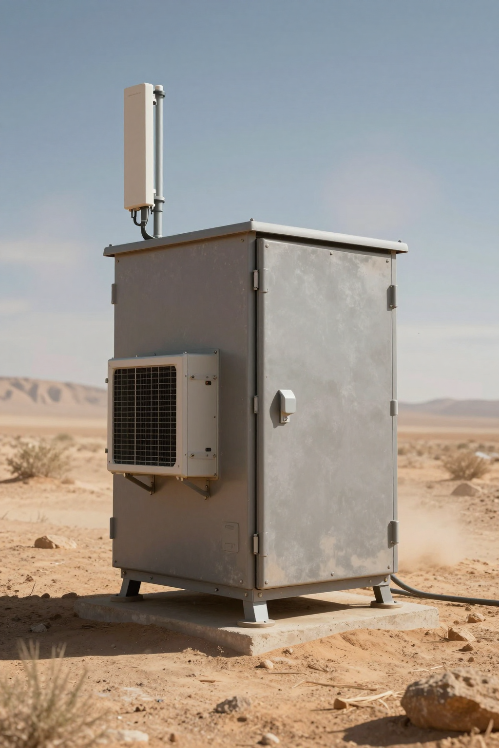 Micro DC Aircon unit showing mounting flange for enclosure cutout sealing reliability