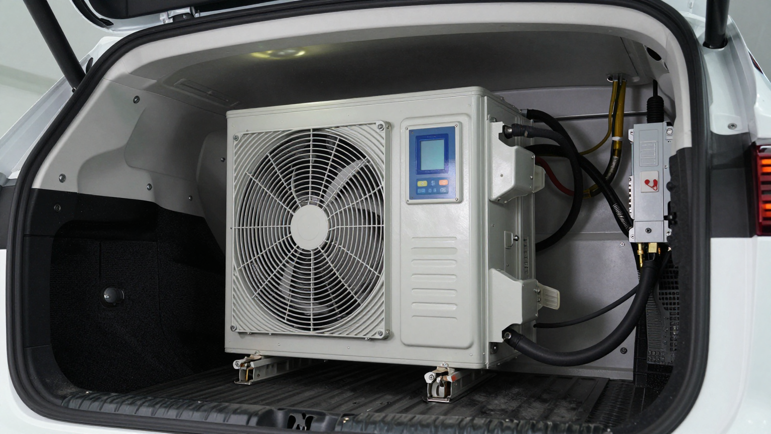 EV DC fast charging pile with internal temperature monitoring showing overheating