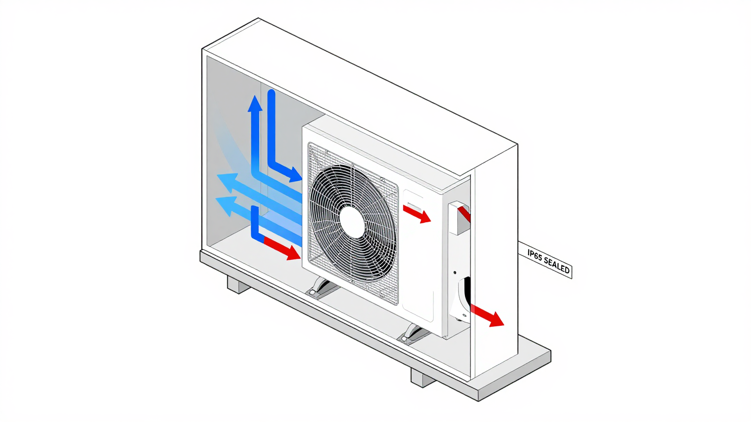 Micro DC aircon module mounted inside EV charging pile enclosure