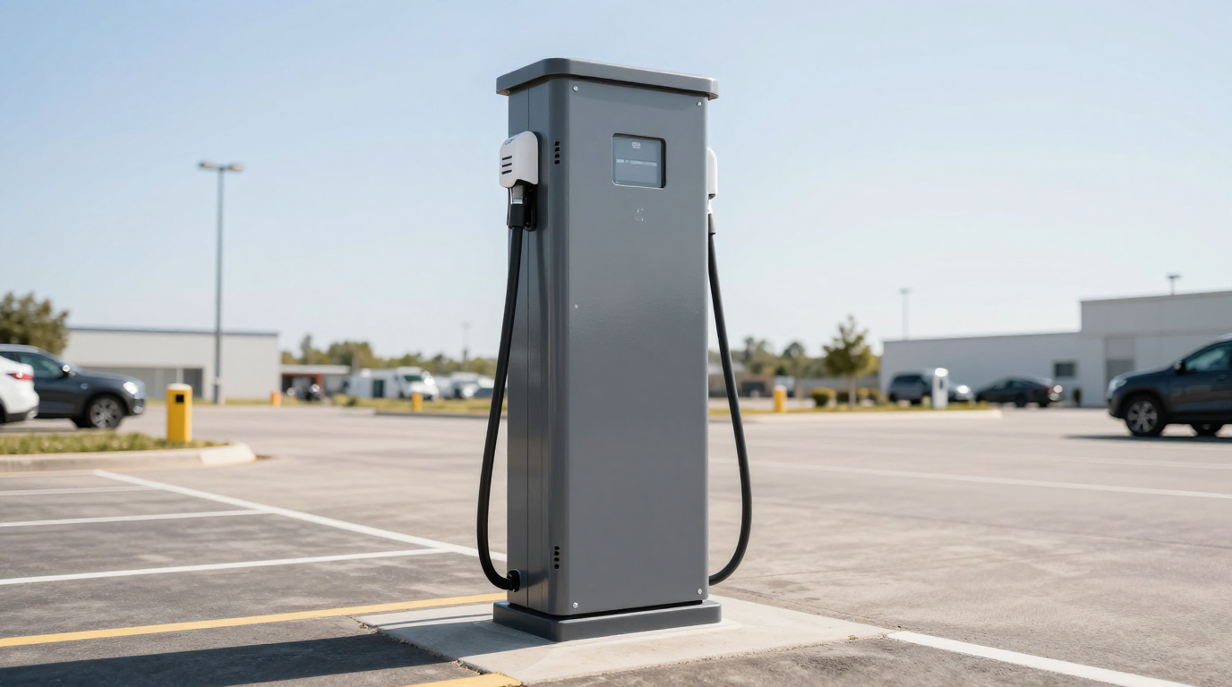 Outdoor EV charging station in hot climate with sealed enclosure cooling