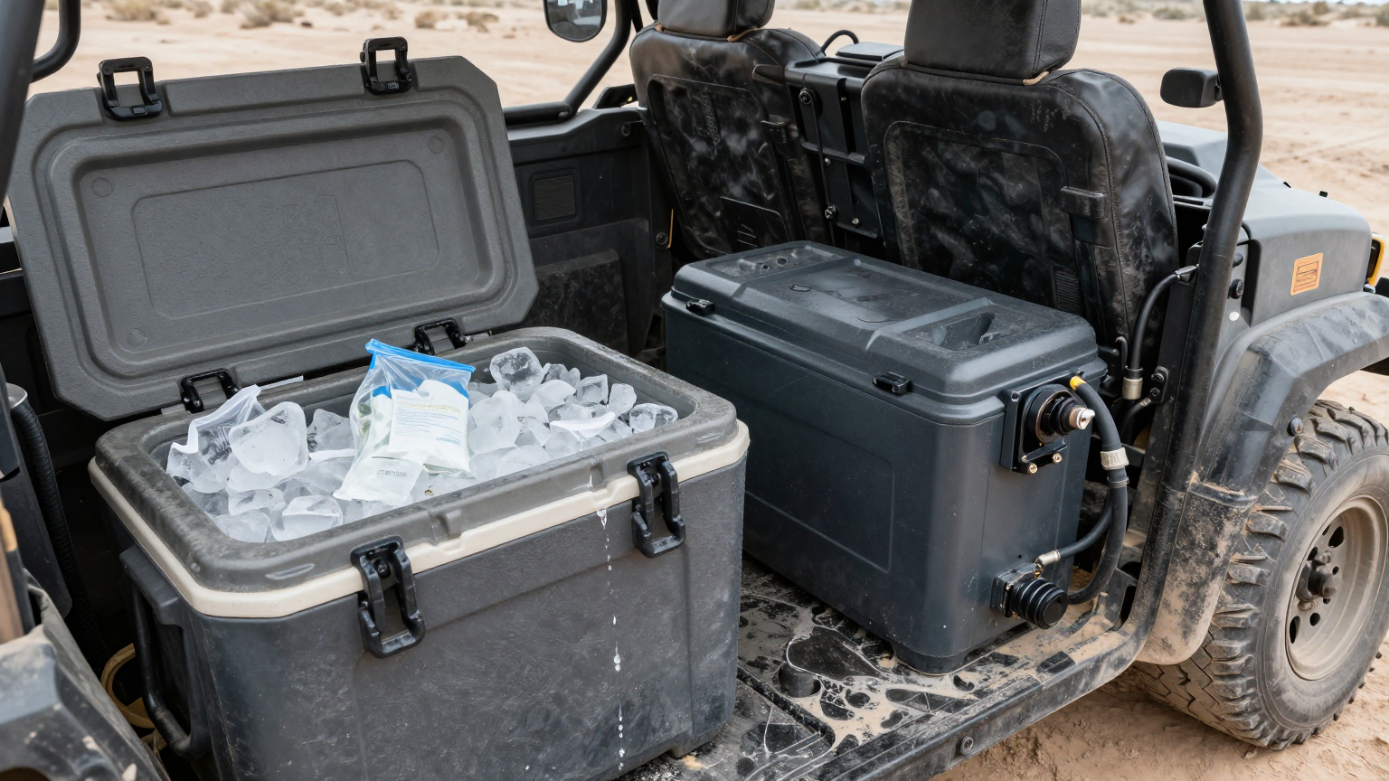 Comparison of ice cooler logistics versus active cooling unit integration in a field vehicle