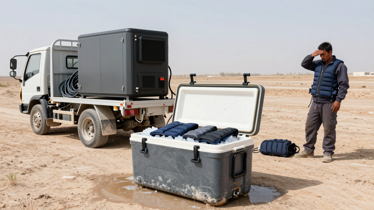 Diagram showing power draw requirements for active cooling units vs battery capacity