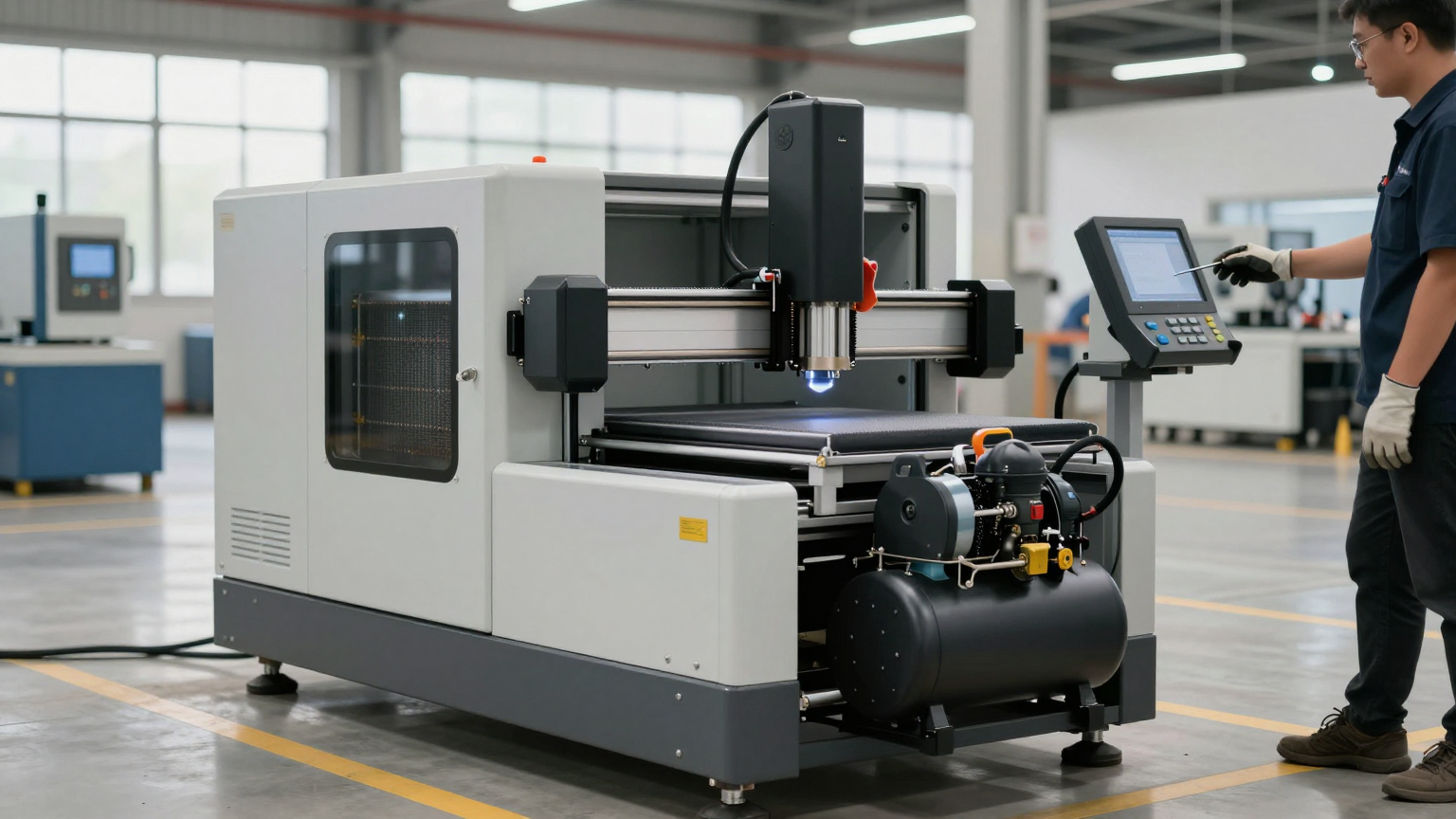 Laser marking system with integrated DC compressor chiller module