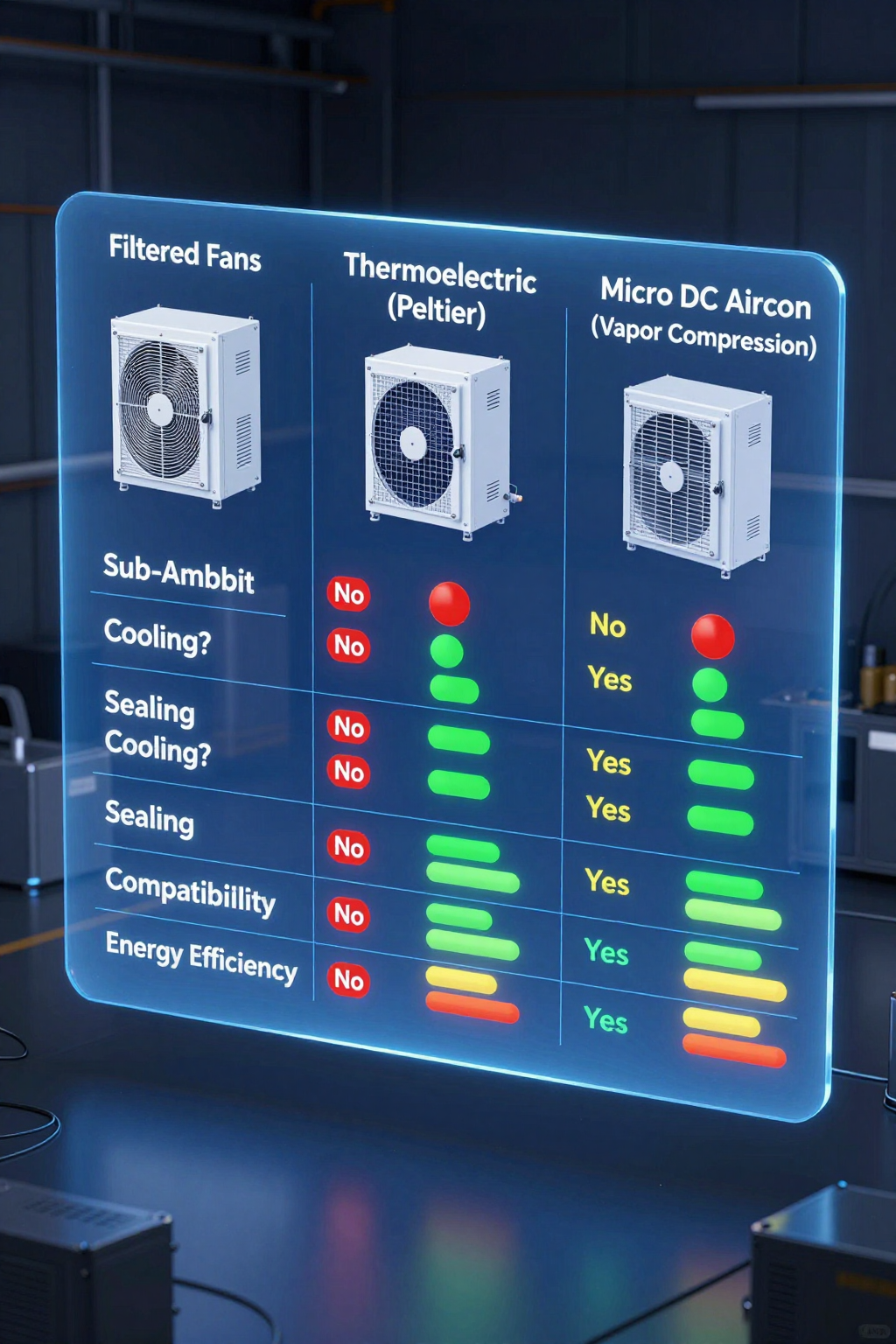 Thermal diagram showing solar load impact on a micro ac for outdoor electrical cabinet