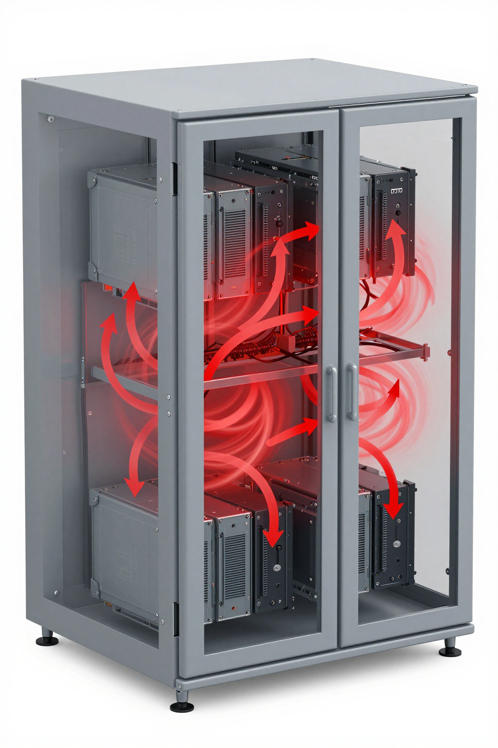 Thermal imaging showing hotspots in a servo drive cabinet before installing a micro ac for servo drive cabinet