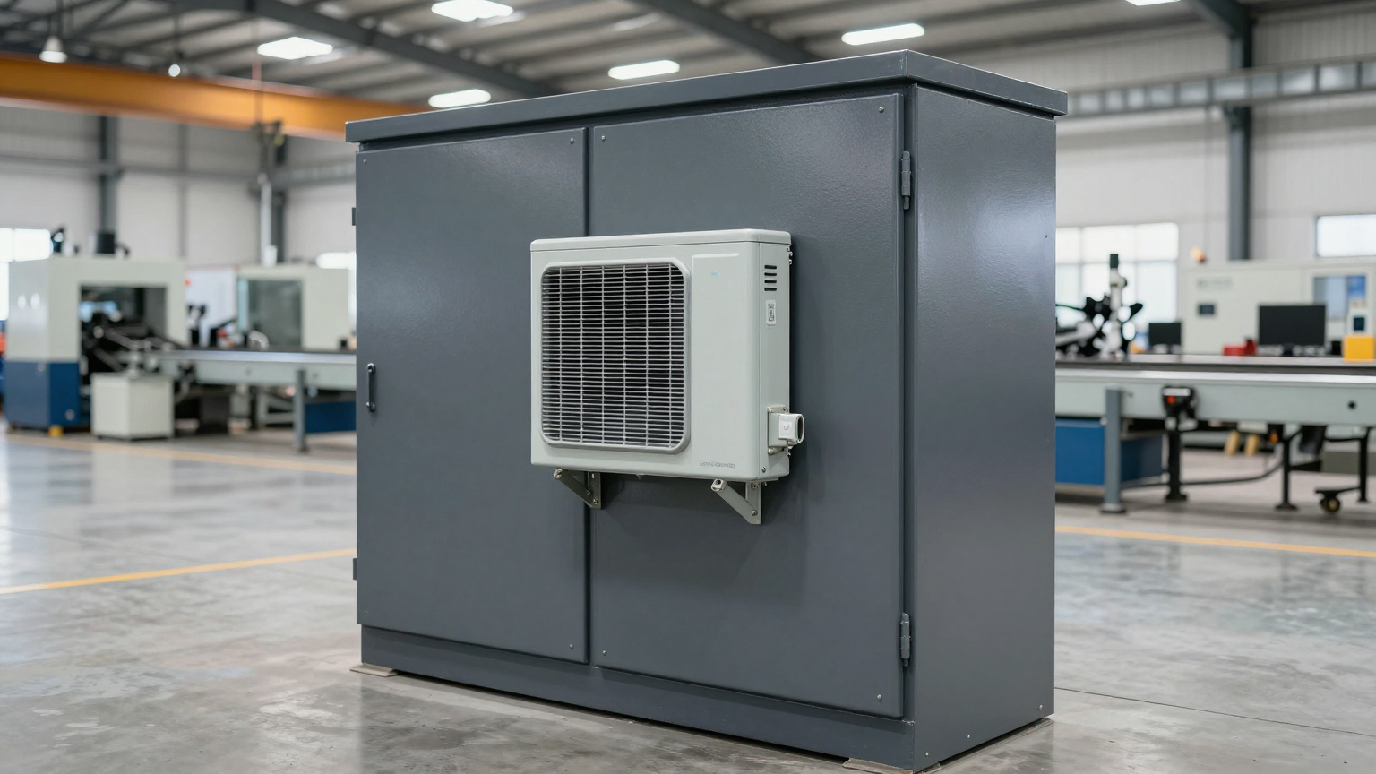 A clean and well-organized control cabinet interior after the installation of a micro dc air conditioner, preventing VFD cabinet overheating.