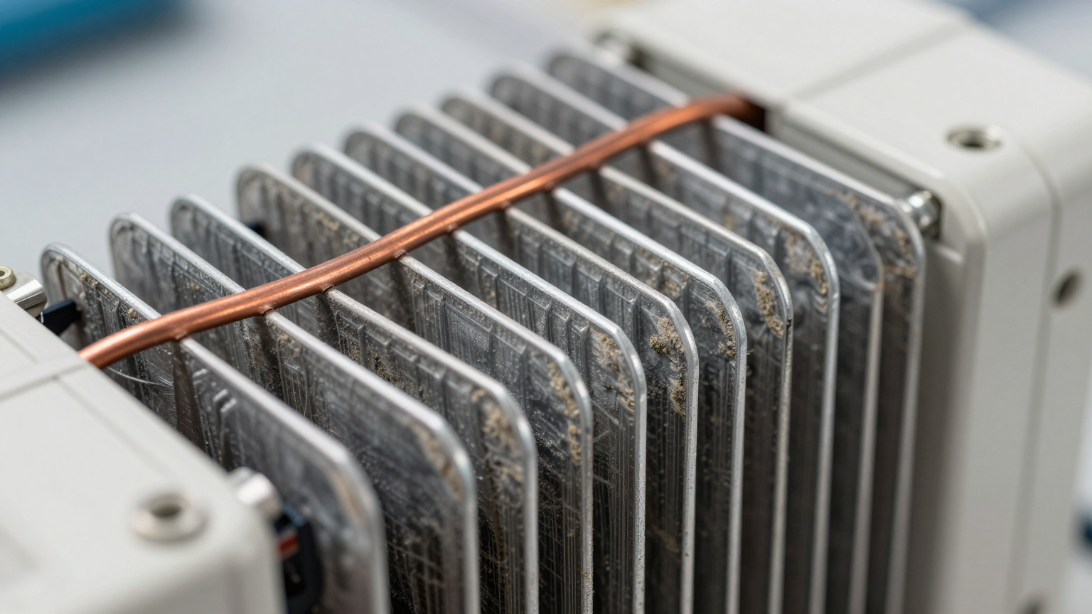 An engineer using a thermal camera to validate the temperature of internal components inside an outdoor payment terminal.