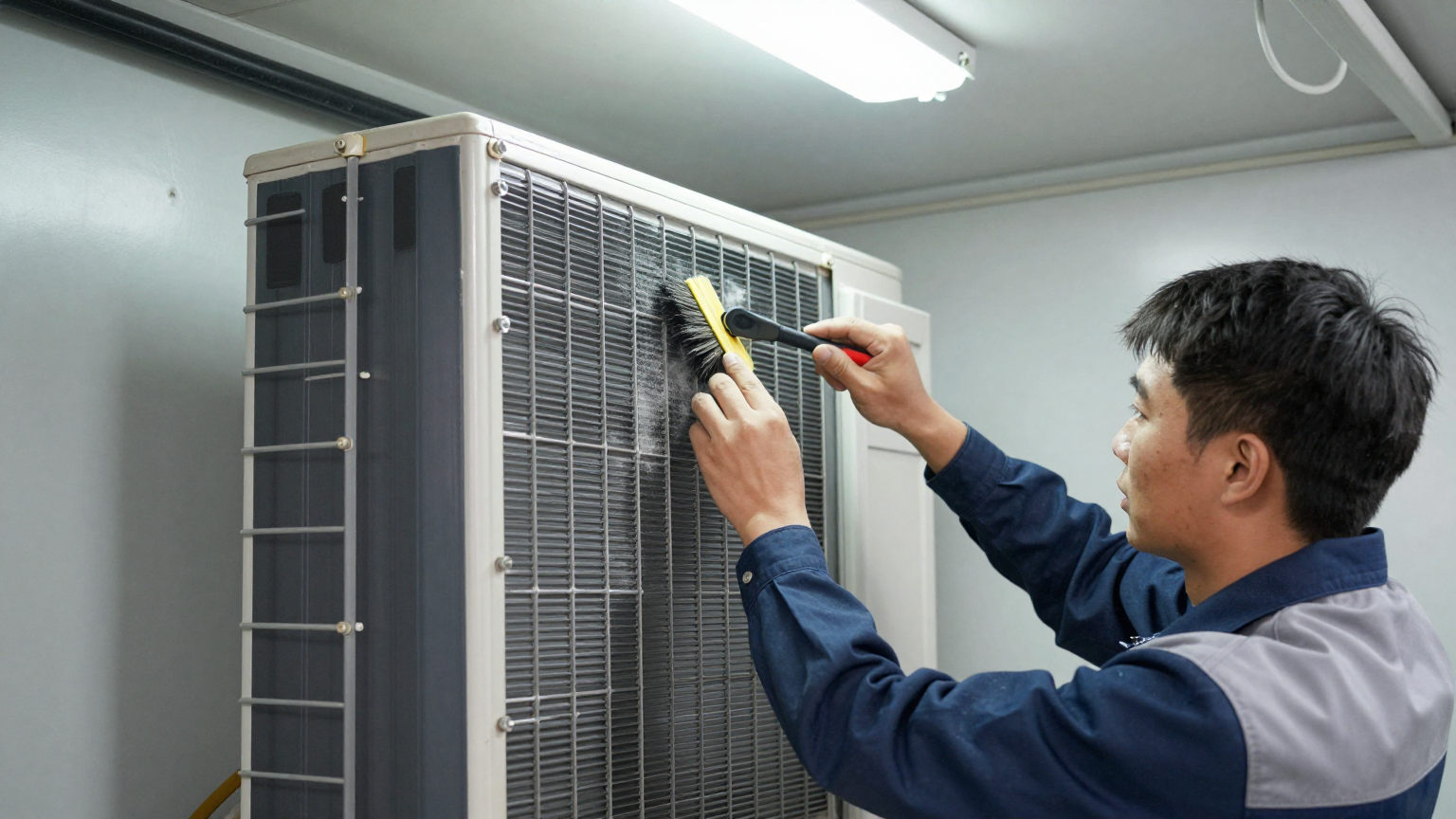 An engineering selection matrix flowchart for choosing a sealed cabinet cooling solution in a humid environment.
