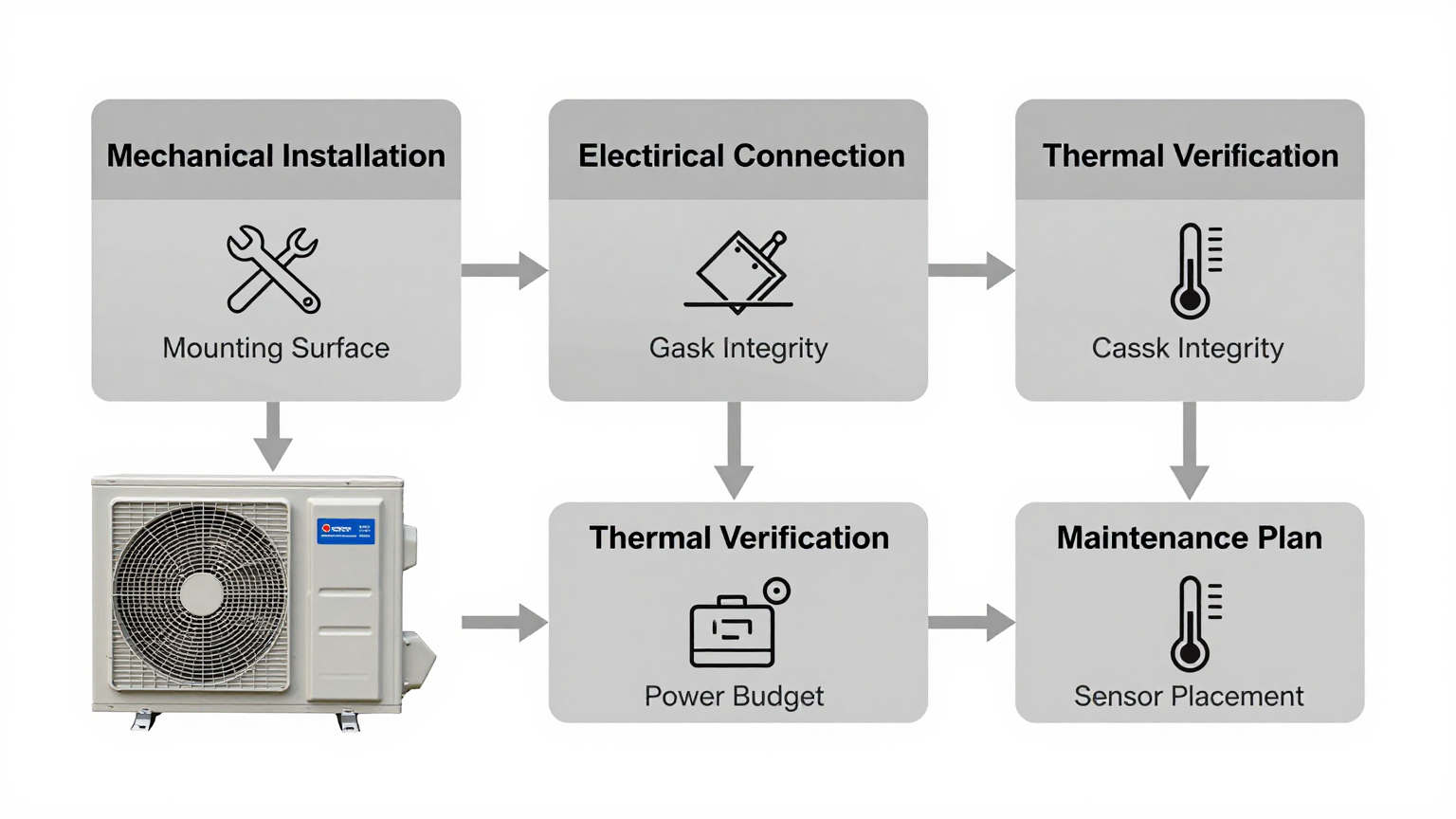 An engineering selection matrix for compact system cooling troubleshooting, comparing heat load vs. ambient temperature.