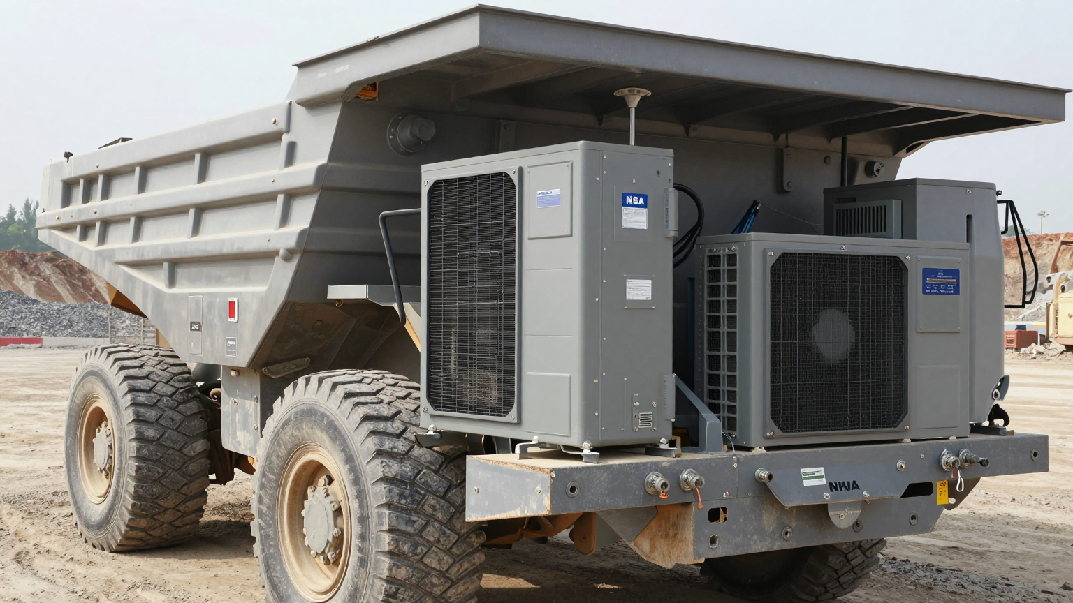 An engineer using a torque wrench on a vibration mount for a micro dc aircon, part of an implementation checklist.