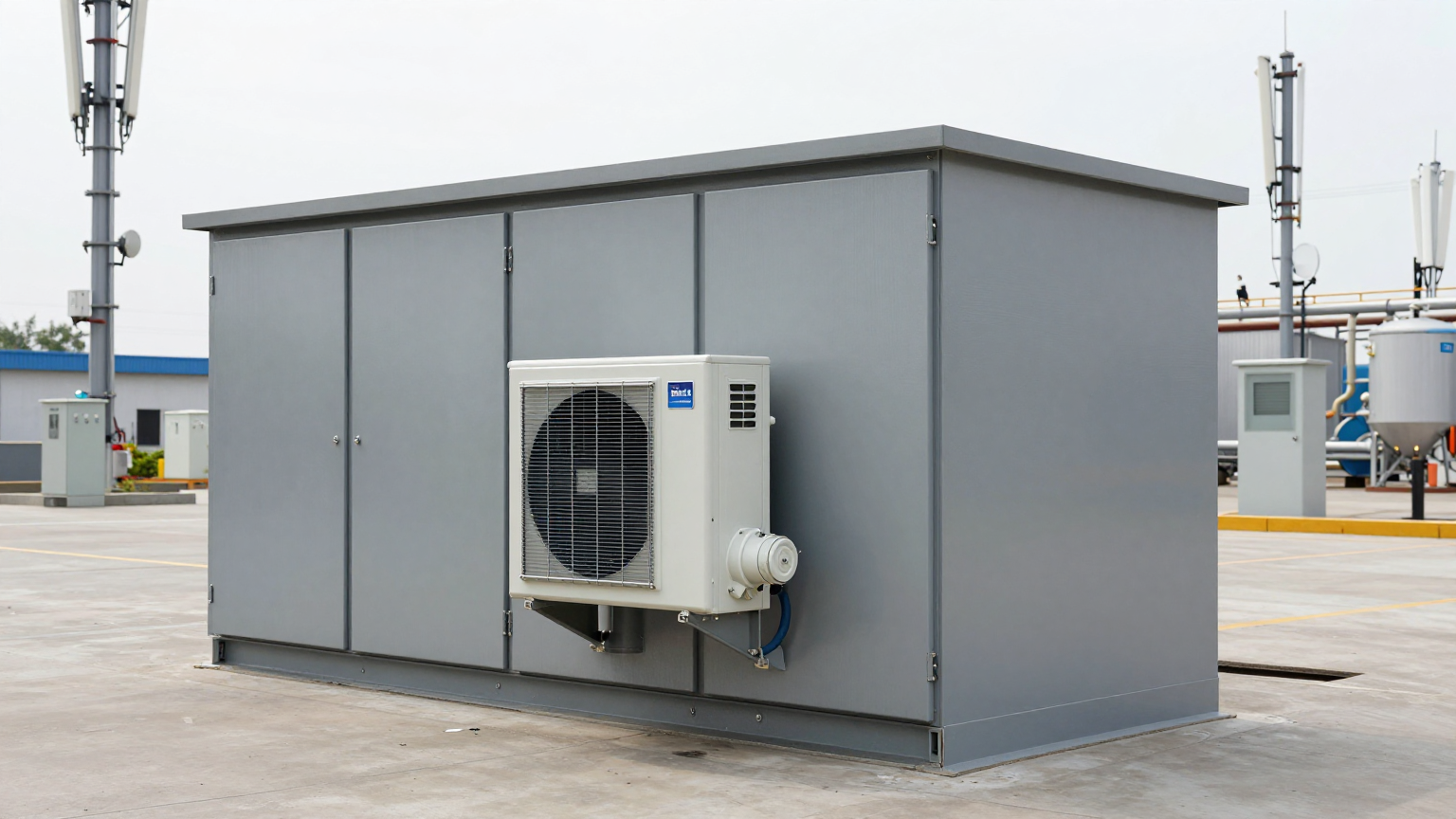 An engineer performing a water spray test on a sealed outdoor cabinet to validate its NEMA rating after installing a cooling unit.