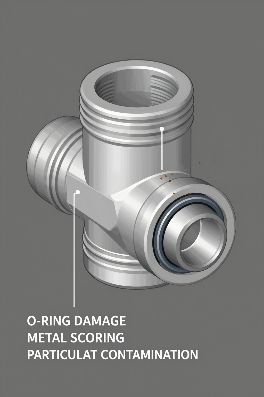 A close-up of a dusty industrial quick-connect coupling showing signs of wear and contamination.