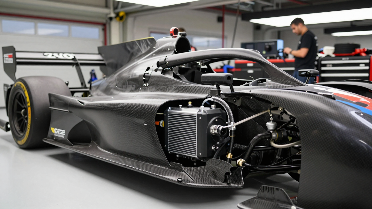 An integrated active cooling system installed cleanly within a race car's chassis.