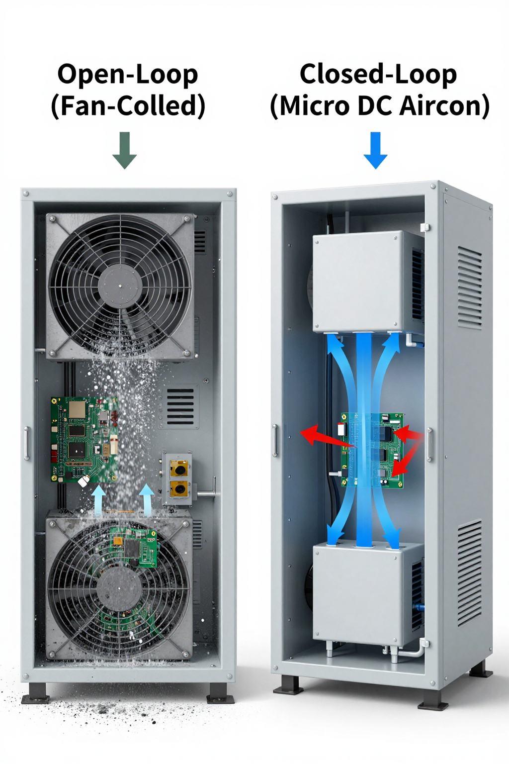 Thermal imaging of an overheated outdoor enclosure showing hotspots