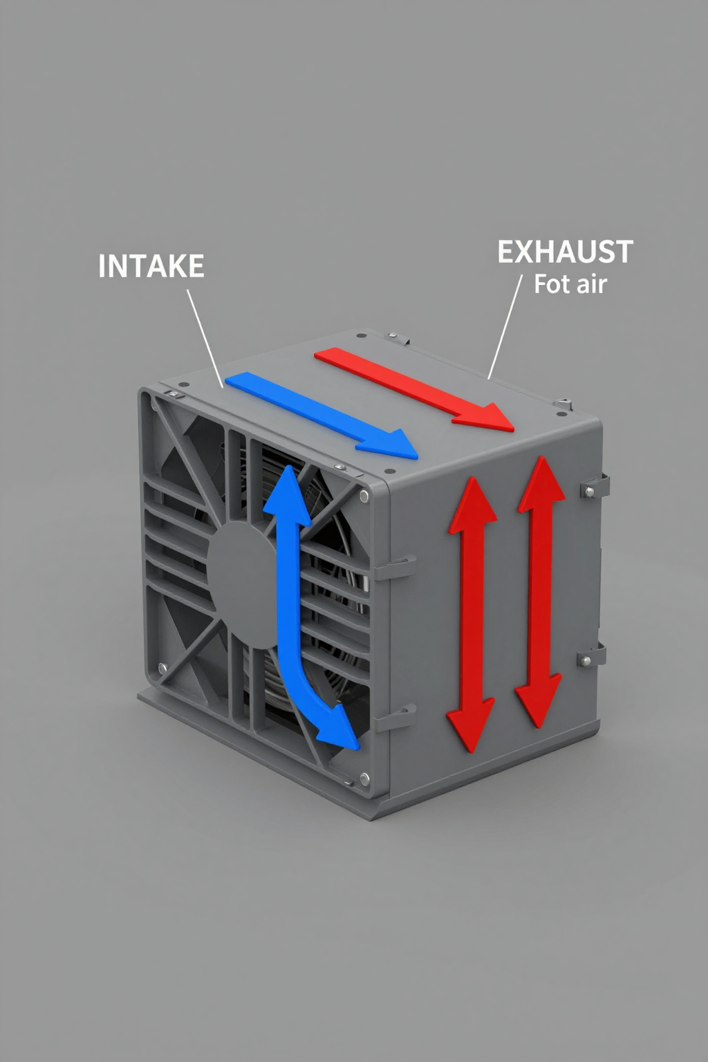 A close-up of condenser fins on a micro DC aircon, showing dust accumulation that blocks airflow.