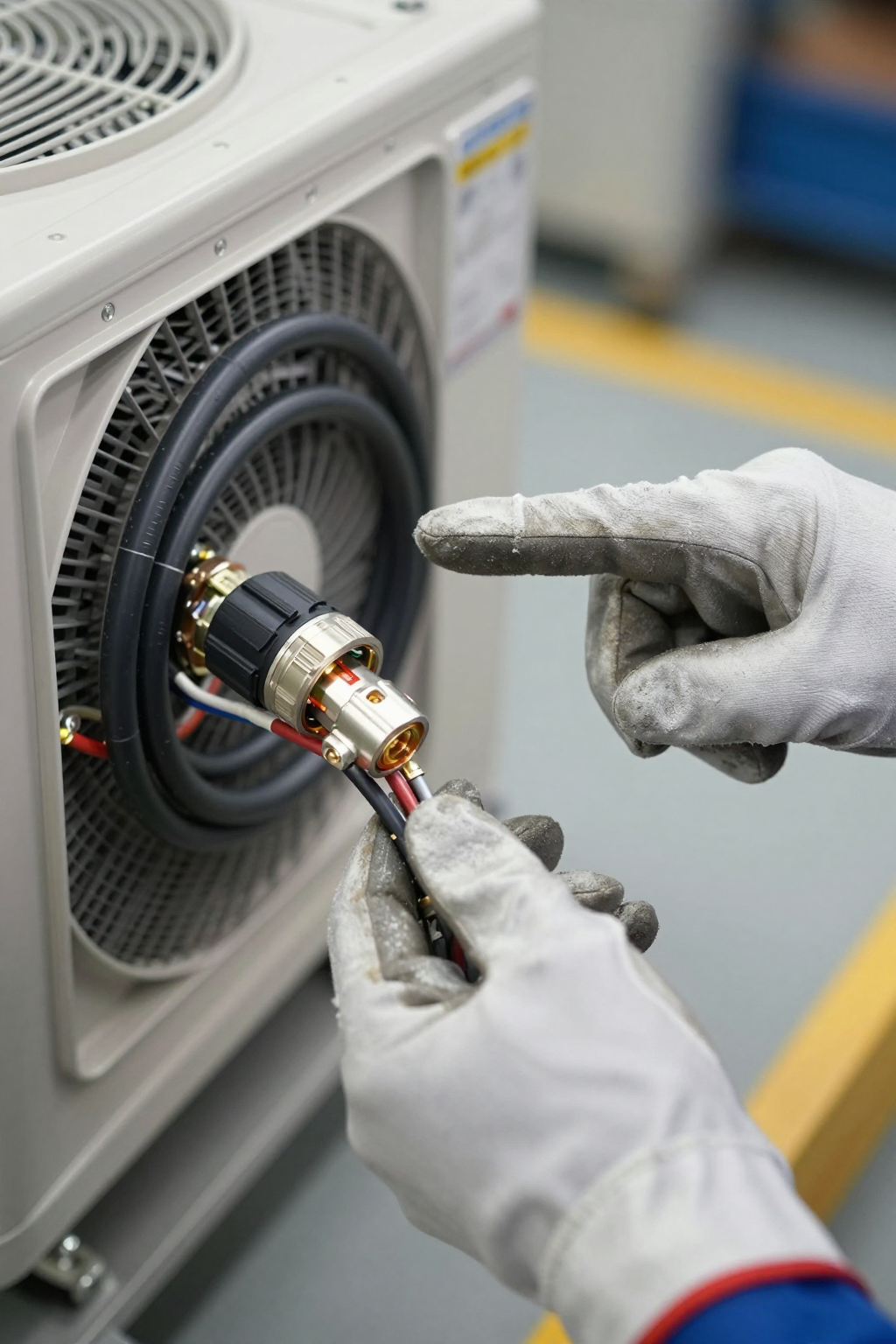 Diagram showing airflow paths for condenser intake and exhaust on a compact cooling unit.