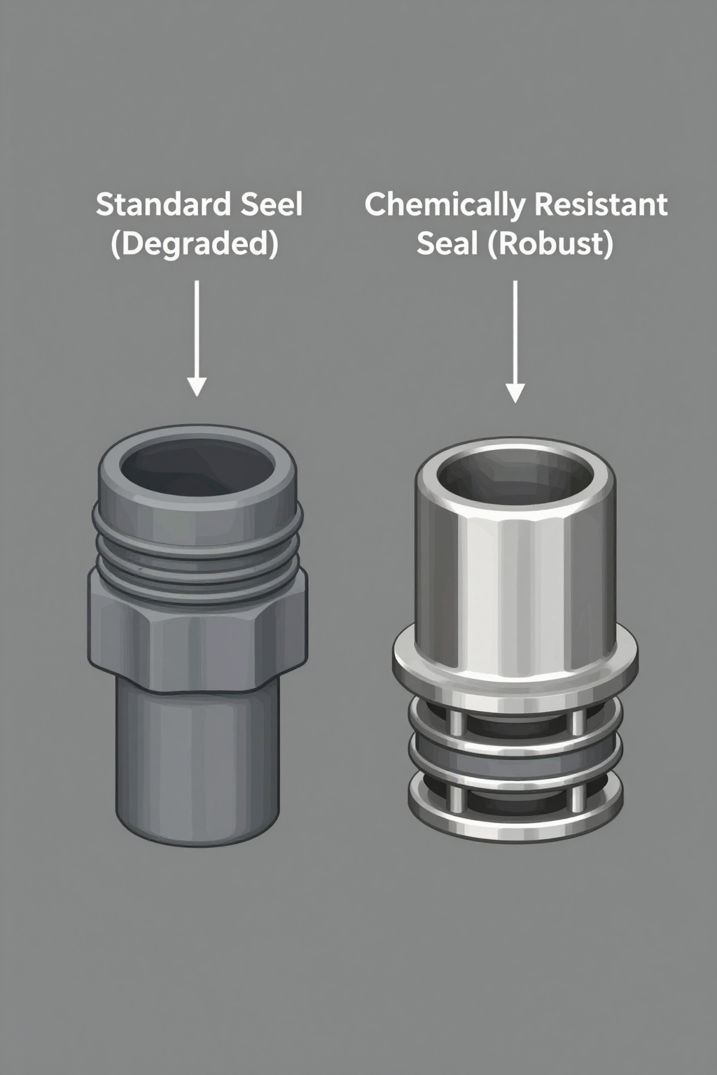 Close up of corroded connector pins and swollen gasket