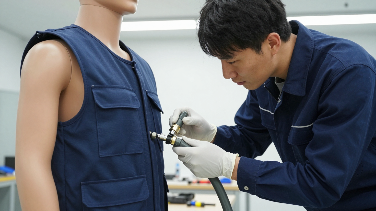 Close-up view of a damaged O-ring on a quick disconnect fitting, showing a potential leak point.