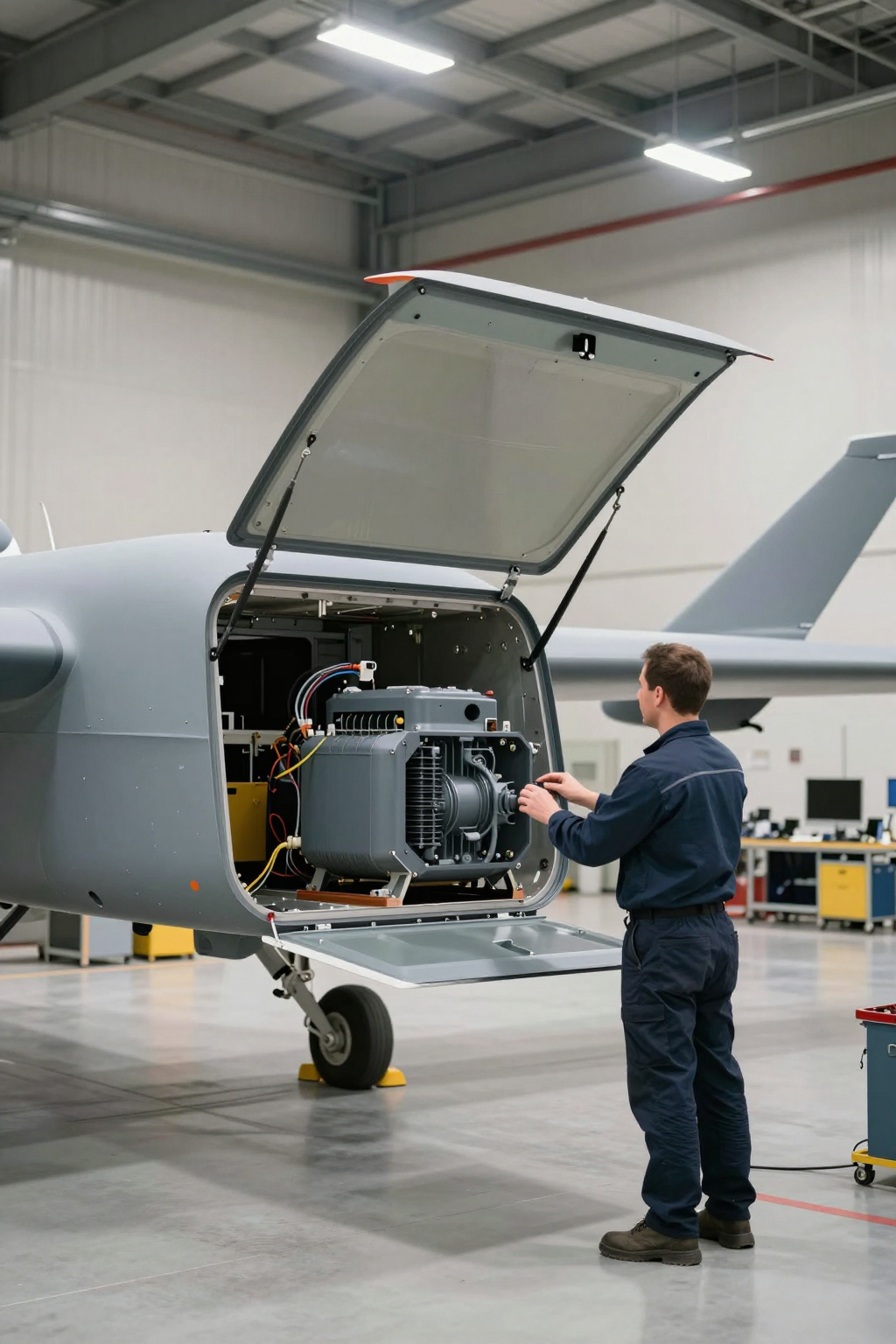 An engineer reviewing the thermal performance data from a UAV sensor cooled by a miniature refrigeration system.